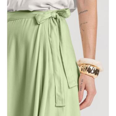 Imagem de Saia Feminina Midi Envelope Dianna Verde, M, Verde