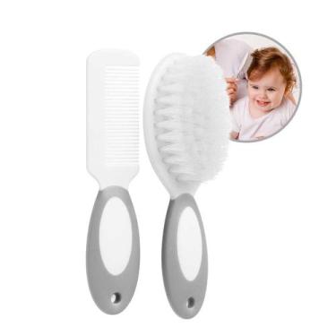 Imagem de Kit Escova E Pente Cabelo Bebê Infantil Cerdas Macias Menino Menina - 