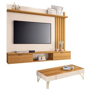 Imagem de Painel Suspenso Lets Cinamomo Off White Com Mesa De Centro Cadenza Off White Cinamomo - Hb Móveis