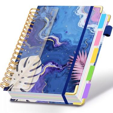 Imagem de Caderno espiral para trabalho, caderno de 300 páginas, 5 matérias, pautado na faculdade, com divisórias e abas, caderno grande de 20 x 25 cm para mulheres, estudantes, anotações e organizador