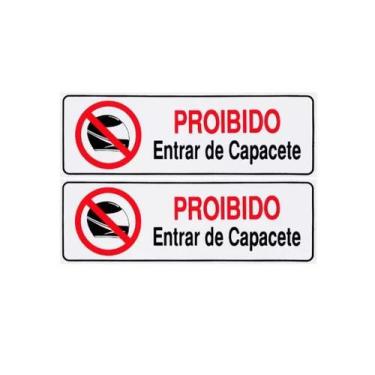 Imagem de Kit 2 Placas Proibido Entrar De Capacete para Comércio - Acesso