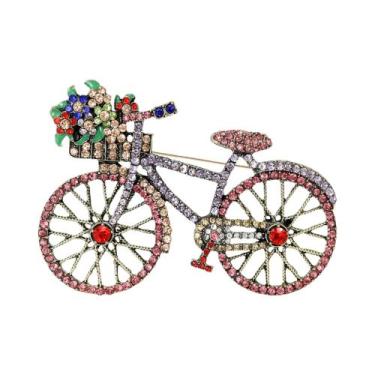 Imagem de Broche De Bicicleta Unissex Feminino Com Strass E Esmalte Para Festas 