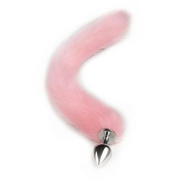 Imagem de Plug Anal Pequeno com Cauda de Raposa Rosa Claro - Tamanho P - no-bran