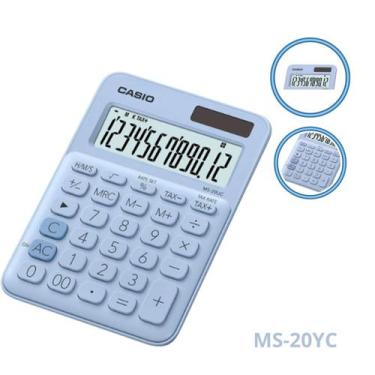 Imagem de Calculadora Casio MS-20YC Azul Claro Portátil 12 Dígitos Bateria E Sol