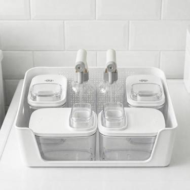 Imagem de Kit Para Lavanderia 7 Peças Cesto Organizador 16L, Dispenser Sabão 1,5