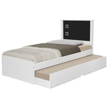 Imagem de Cama Bibox Solteiro Barcelona branco e preto Com Colchões