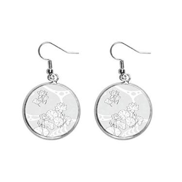 Imagem de Brinco feminino de flor de lótus folha de lótus flor flor flor flor de rio pendente prata pendente joia
