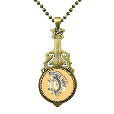 Imagem de DIYthinker Colar com padrão de isca de peixe com desenho de linha e pingente de música de guitarra antiga