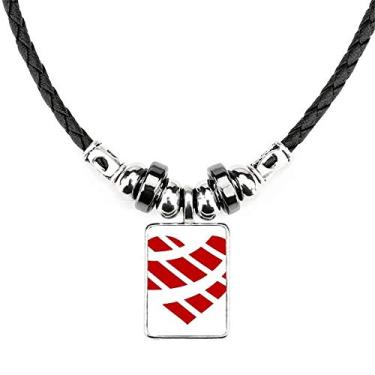 Imagem de DIYthinker Colar vermelho em forma de coração com pingente de corda de couro Torque