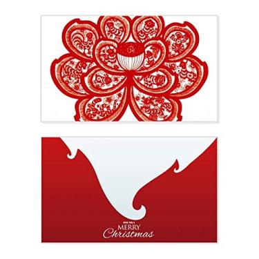 Imagem de Zodíaco chinês de lótus flor corte de papel feriado animal feriado feliz Natal cartão de parabéns mensagem de Natal letra