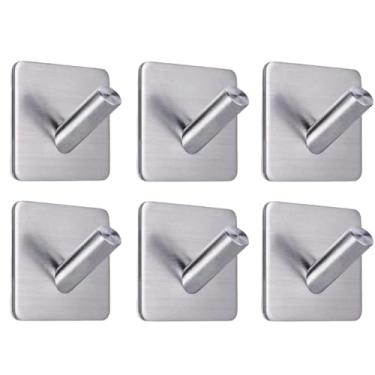 Imagem de Kit 6 Ganchos autoadesivos inox gancho adesivo Suporte toalha Pendurador de Pano porta pano de prato cozinha gancho parede gancho de parede suporte toalha de rosto