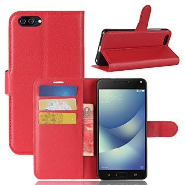 Imagem de Capa ASUS Zenfone 4 MAX/ ZC520KL, capa flip de couro PU premium com compartimento para cartão, suporte e fecho magnético [capa interior à prova de choque de TPU] Compatível com ASUS Zenfone 4 MAX/