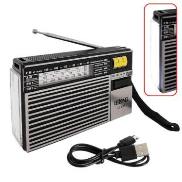 Imagem de Rádio Portátil Retro Banda AM FM SW Com Lanterna Lateral Recarregável 