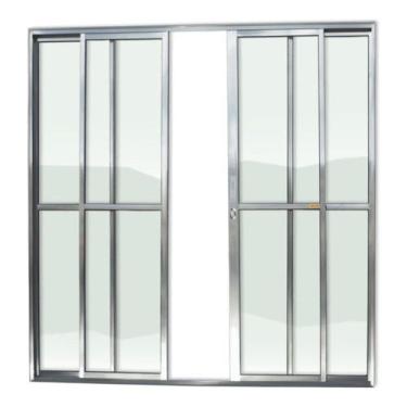 Imagem de Porta de Alumínio de Correr 210x240cm 4 Folhas com Vidro Liso e Anodiz