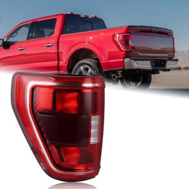Imagem de Duolctrams Luz traseira de freio Conjunto de lâmpada traseira lado esquerdo do motorista com ponto cego compatível com Ford F150 F-150 XLT LARIAT TREMOR 2021-2023 Tipo de halogênio sem lâmpada ML3Z13405C