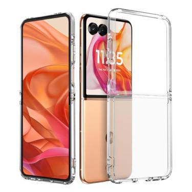 Imagem de araree Capa dupla compatível com Moto RAZR 50 Ultra, policarbonato rígido transparente e antiderrapante flexível TPU bumper bisel antiamarelamento transparente slim fit capa protetora para Moto Razr