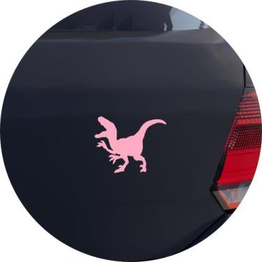 Imagem de Adesivo de Carro Dinossauro Velociraptor - Cor Rosa Claro - Melhor Ade