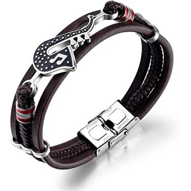 Imagem de Rockyu Pulseira masculina de couro simples marca preta música pulseira de couro cirúrgico pulseira feminina simples unissex moda acessório de couro, ワンサイズ, Couro