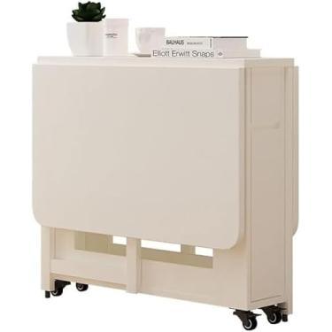 Imagem de Mesa de cozinha retangular dobrável, fácil de mover, mesa de jantar dobrável com cadeiras e rodas, mesa de jantar dobrável multiuso para restaurante, armazém, casa, cozinha, garagem, B, 1,2 m