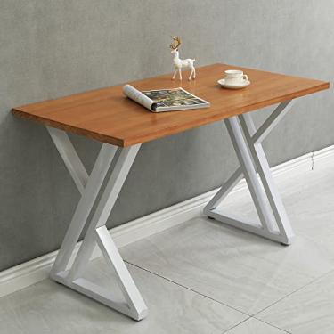 Imagem de HEONITURE Branco 71.1 cm H Metal Industrial Jantar Moderno Mesa Pernas de Mesa Base Ferro Fundido Soldagem Ferro Forjado Pés Mesa Noturna Escritório 71 cm Forma Triângulo DIY (1 Conjunto de 2 peças)