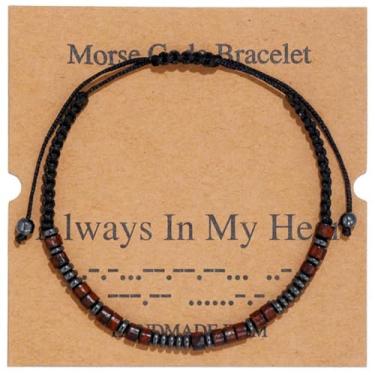 Imagem de SXXGW Pulseiras de código Morse para homens, presentes inspiradores para meninas, pulseira com contas engraçadas para amigos, pulseira de código Morris para mulheres, adjust, Cobre, Sem pedras