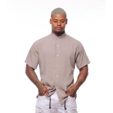 Imagem de Camisa Masculina Gola Padre Lisa Tecido Linho - Volgue Clothing, Camis