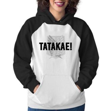 Imagem de Moletom Feminino Tatakae! - Foca na Moda, Branco, Preto, G