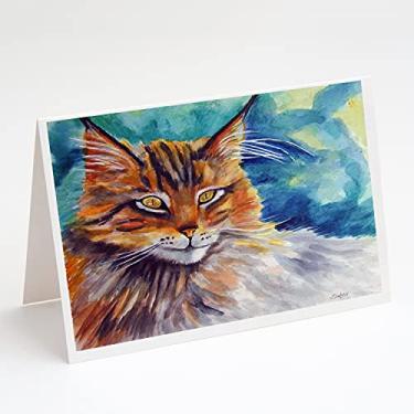 Imagem de Caroline's Treasures 7421GCA7P Maine Coon Cat watching You Cartões e Envelopes Pacote com 8, 7 x 5, multicolorido