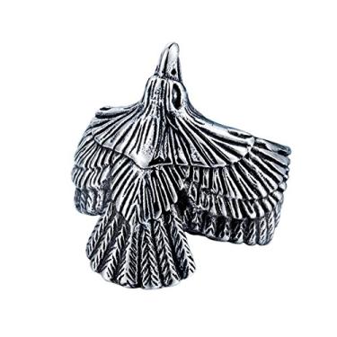 Imagem de SINLEO Anel masculino de aço inoxidável águia falcão Skyhawk escultura motociclista anel prata ouro, Aço inoxidável, prata, Sem pedra preciosa