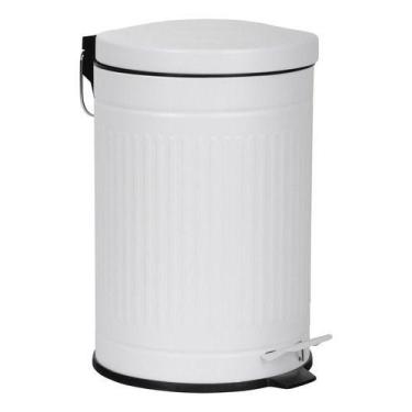 Imagem de Lixeira De Metal Redonda Branca Com Pedal 3 Litros - Homy