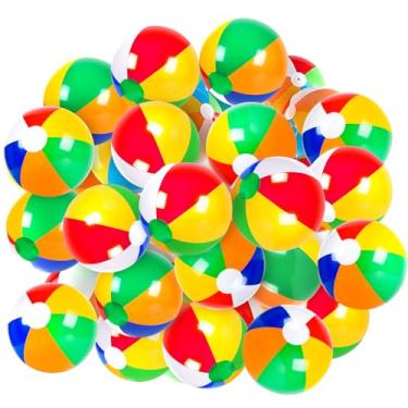 Imagem de Pacote com 36 bolas de praia infláveis grandes de 40,6 cm clássico arco-íris bola de piscina aniversário festa de praia decoração de verão jogos aquáticos presentes 16 a 12 polegadas de esvaziado para