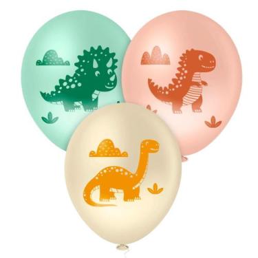 Imagem de Balão Dino Baby N9 Sortido 25un Festa Decoração Aniversario - Crgfesta