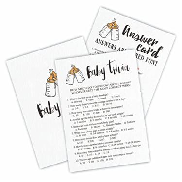 Imagem de Cartas de jogo de chá de bebê, 30 garrafas Popin tema Baby Trivia, 12 x 18 cm, cartas de jogo de preenchimento dupla face para meninos ou meninas, 30 cartas e 1 cartão de resposta, lembrancinha de