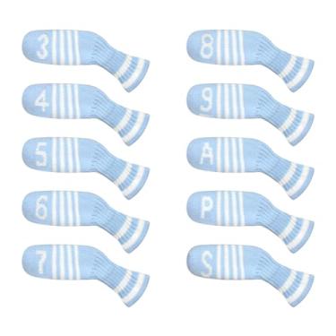 Imagem de Scott Edward 10 Peças De Capas Para Tacos Golfe, Ferros, Fofura E Basicamente Formato Meias, Protetor Lavável Durável (Azul Branco)
