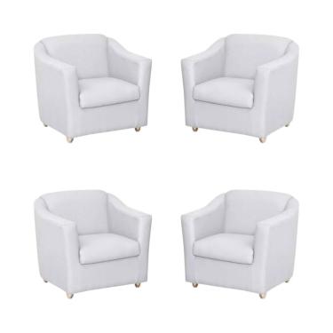 Imagem de Kit 4 Poltronas Bia Decorativa Reforçada Recepção Clinica Salão Sala De Estar Courino