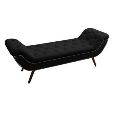 Imagem de Recamier Divã Odessa P04 160 cm Suede - Doce Sonho Móveis, Preto TCA 9