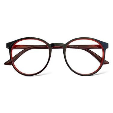 Imagem de Óculos Redondo Geek Masculino Feminino Armação Sem Grau Moda (Preto com Vermelho)