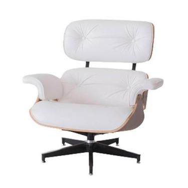 Imagem de Poltrona Charles Eames Freijó Estofada Branca Pés Alumínio - 69159 - S