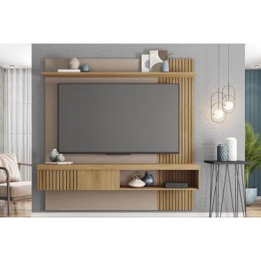 Imagem de Painel Home p/ TV até 65 Pol Jade Ripada 180x183cm Buriti/Fendi - Caemmun