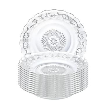 Imagem de Jogo 6 Pratos De Vidro Temperado Fundos Transparente Estrela Egípcios Jantar Mesa Posta