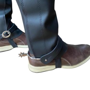 Imagem de Kit Perneira Sintética Mangalarga Com Espora Batida e Correias (preto, GG)