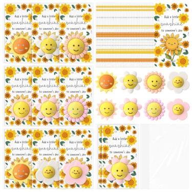 Imagem de AmazingSpark 50 conjuntos de cartões de borrachas de girassol para presentes de volta às aulas a granel montados borrachas de girassol e cartões para sala de aula, prêmio de professor a incentivos
