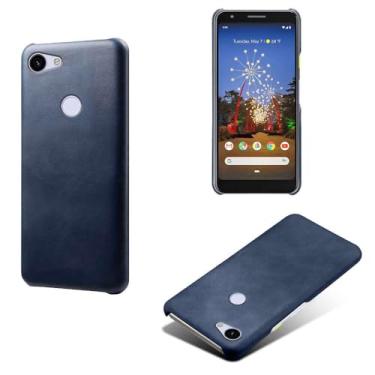 Imagem de Capa para Google Pixel 3A XL,Proteção contra quedas,Casca de volta de cor sólida simples,Design de couro de imitação de plástico-Blue