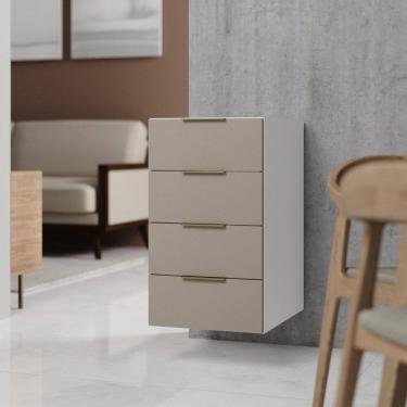 Imagem de Balcão Suspenso 4 Gavetas 40cm sem Tampo sem Rodapé Ipanema Cabecasa Madeiramadeira Cinza Trama/Branco