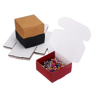 Imagem de PATIKIL Caixas de presente pequenas de 9 x 10 x 2 a granel com tampa, pacote com 50 mini caixa de presente quadrada dobrável de papel de papelão para joias de brinco, lembrancinha de festa de