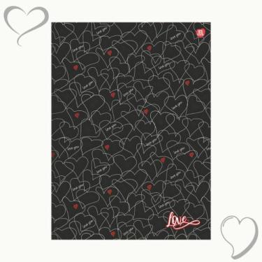 Imagem de Caderno Brochura animativa Love 80 folhas, Coração/Preto