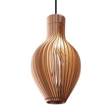 Imagem de Luminária Teto Tipo Pendente Em Mdf Malvinas Completa - MDF Cru - LENO