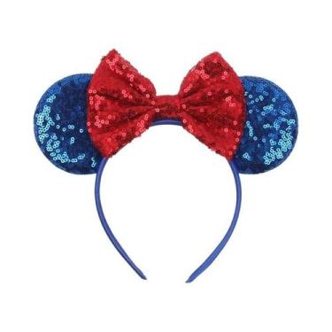Imagem de Tiara De Orelhas De Rato Com Lantejoulas E Laço Para Meninas Com Pérol