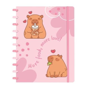 Imagem de Caderno de Discos Iscool Inteligente Flex G Capivibes Love Rosa