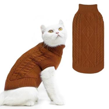 Imagem de PUPTECK Casaco de inverno para gatos – Roupas macias e quentes para clima frio, malha para gatinhos e cães pequenos, uso interno e externo, tricotado clássico para cachorros, gatinhos, meninas